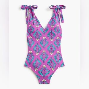 NWT J.Crew Factory Printed Tie-Shoulder One-piece Swimsuit Size M